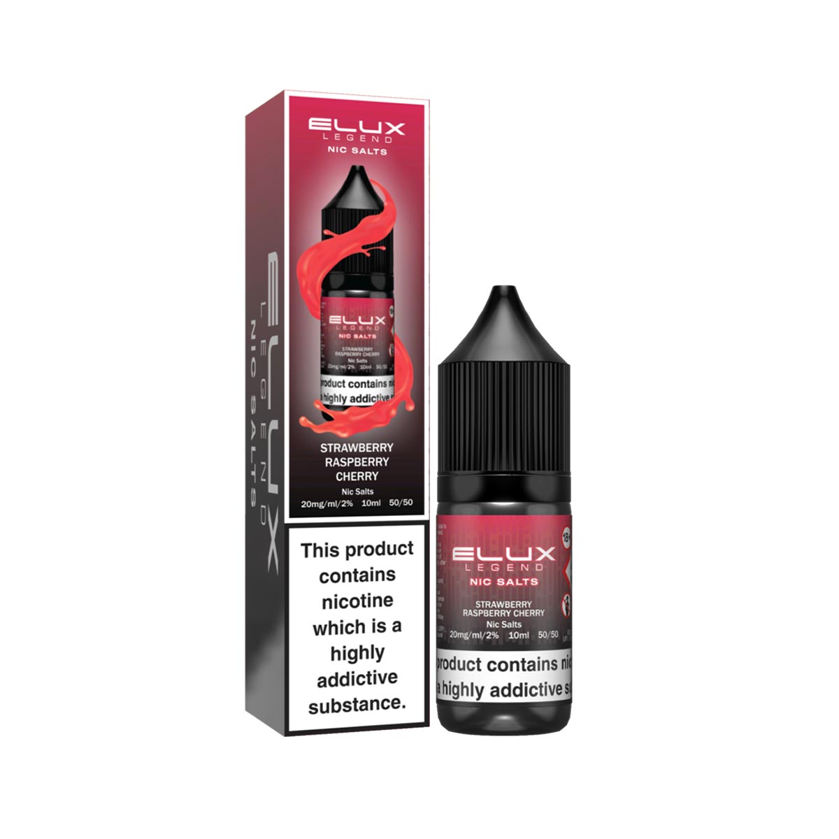 Elux Nic Salts Strawberry Raspberry Cherry 10ml Vape Juice 10mg & 20 Elux Nic Salts Strawberry Raspberry Cherry 10ml Vape Juice 10mg & 20