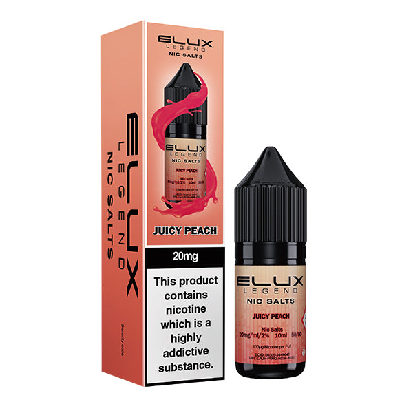 vape juice 10mg Elux Nic Salts Juicy Peach 10ml Vape Juice – 10mg & 20mg Sweet Peach N